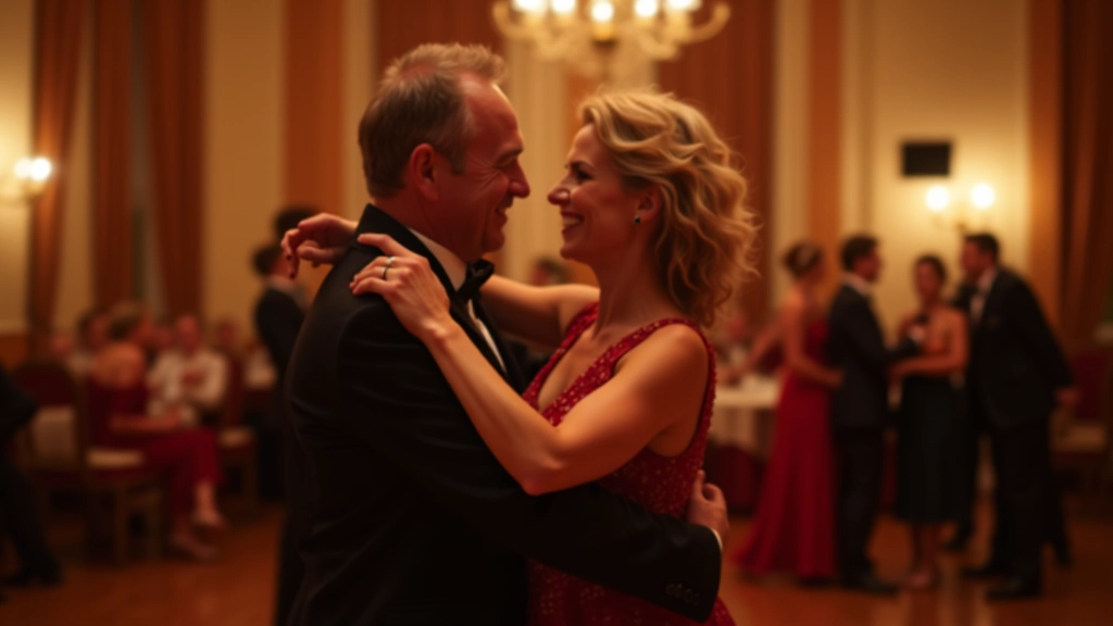 Mature couple enjoying salsa dancing in an elegant venue